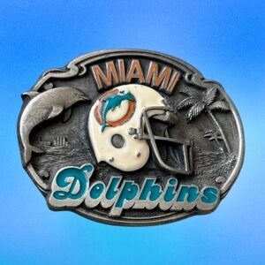 Vintage 1987 NFL Miami Dolphins Football Pewter Belt Buckle Siskiyou Ltd. Ed #5